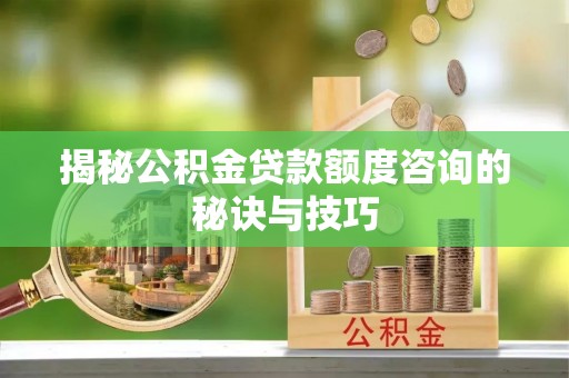阳朔揭秘公积金贷款额度咨询的秘诀与技巧